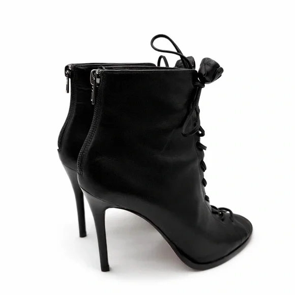 Coach Lena Black Lace-Up Peep-Toe Ankle Booties With Stiletto Heel Size 6B - Picture 4 of 16